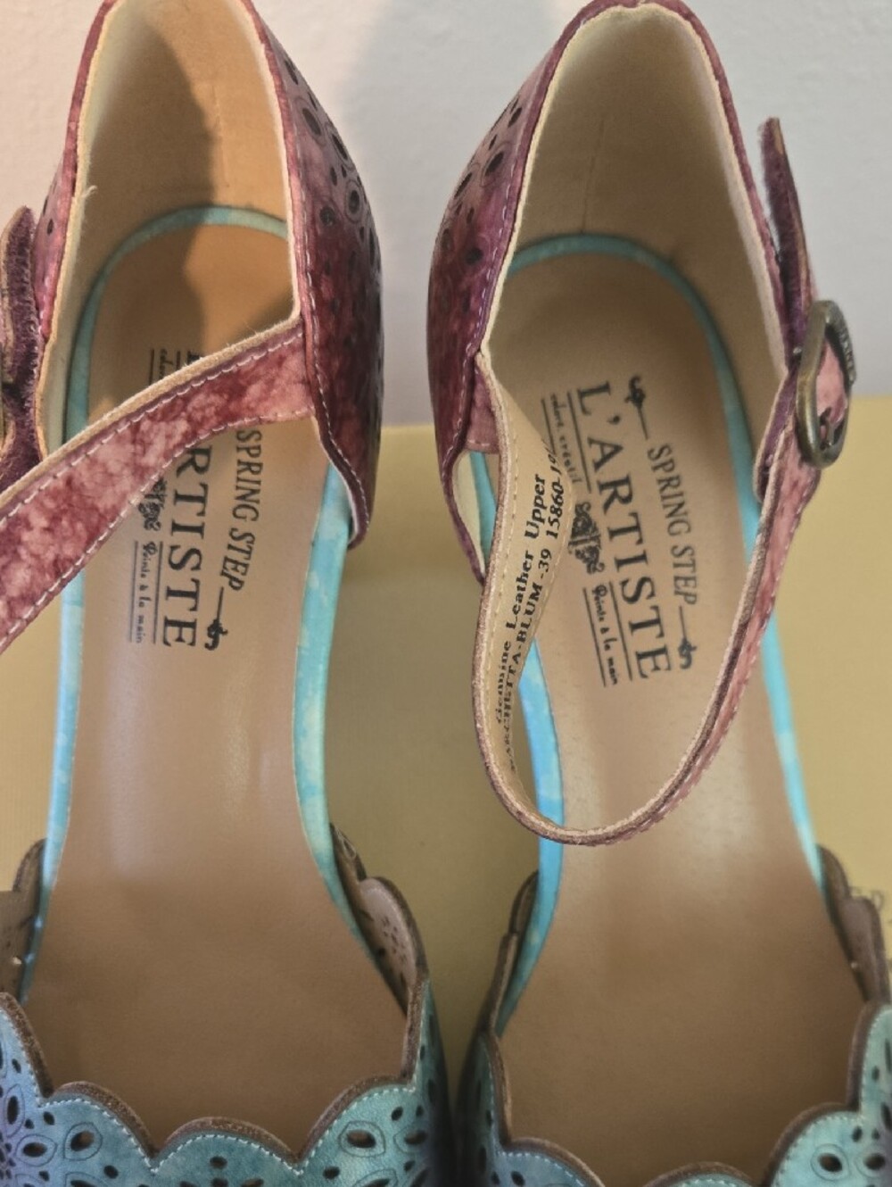 L'ATISTE Parchetta-Blum Blue Multi Two-Tone Floral Cutout Heel - Picture 7 of 7